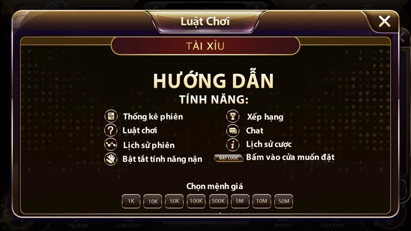 Luật chơi tài xỉu đang áp dụng 